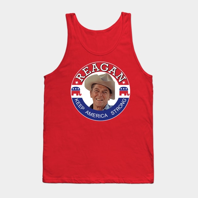 Ronald Reagan Vintage Campaign // Keep America Strong Tank Top by darklordpug